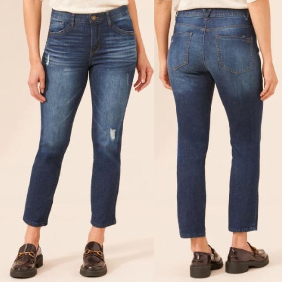 Democracy "Ab"solution® High Rise Distressed Blue Denim Skinny Jeans Size 8 NWT - Picture 1 of 6